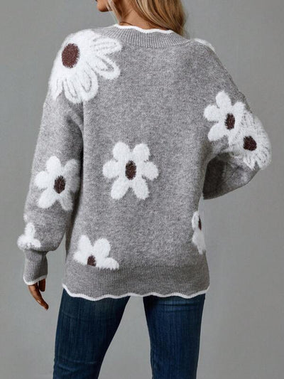 IVYWELL V-NECK FLORAL SWEATER