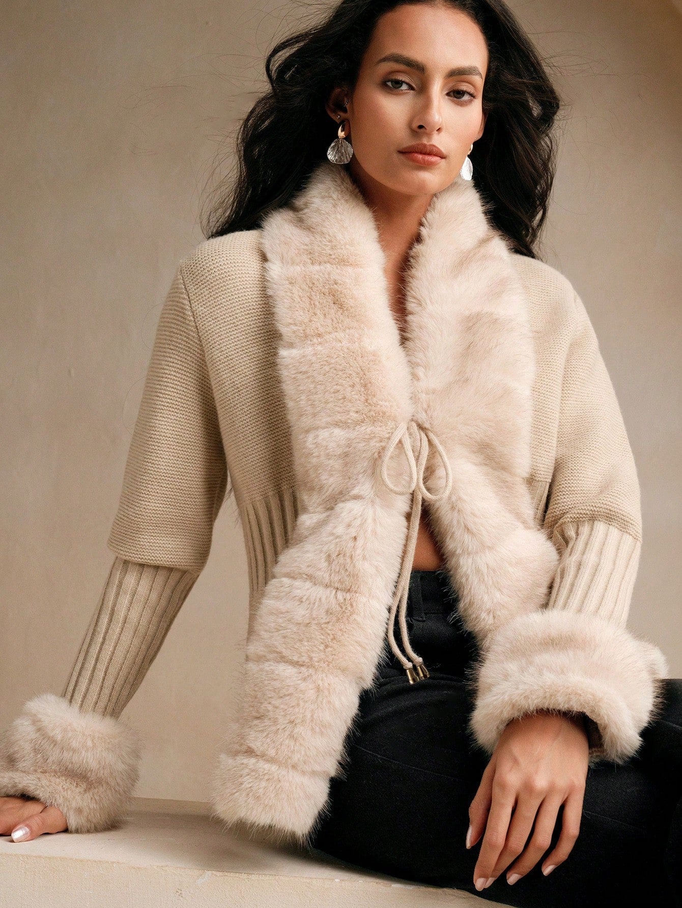 Calenne Cardigan with Faux Fur