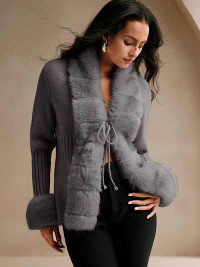 Calenne Cardigan with Faux Fur