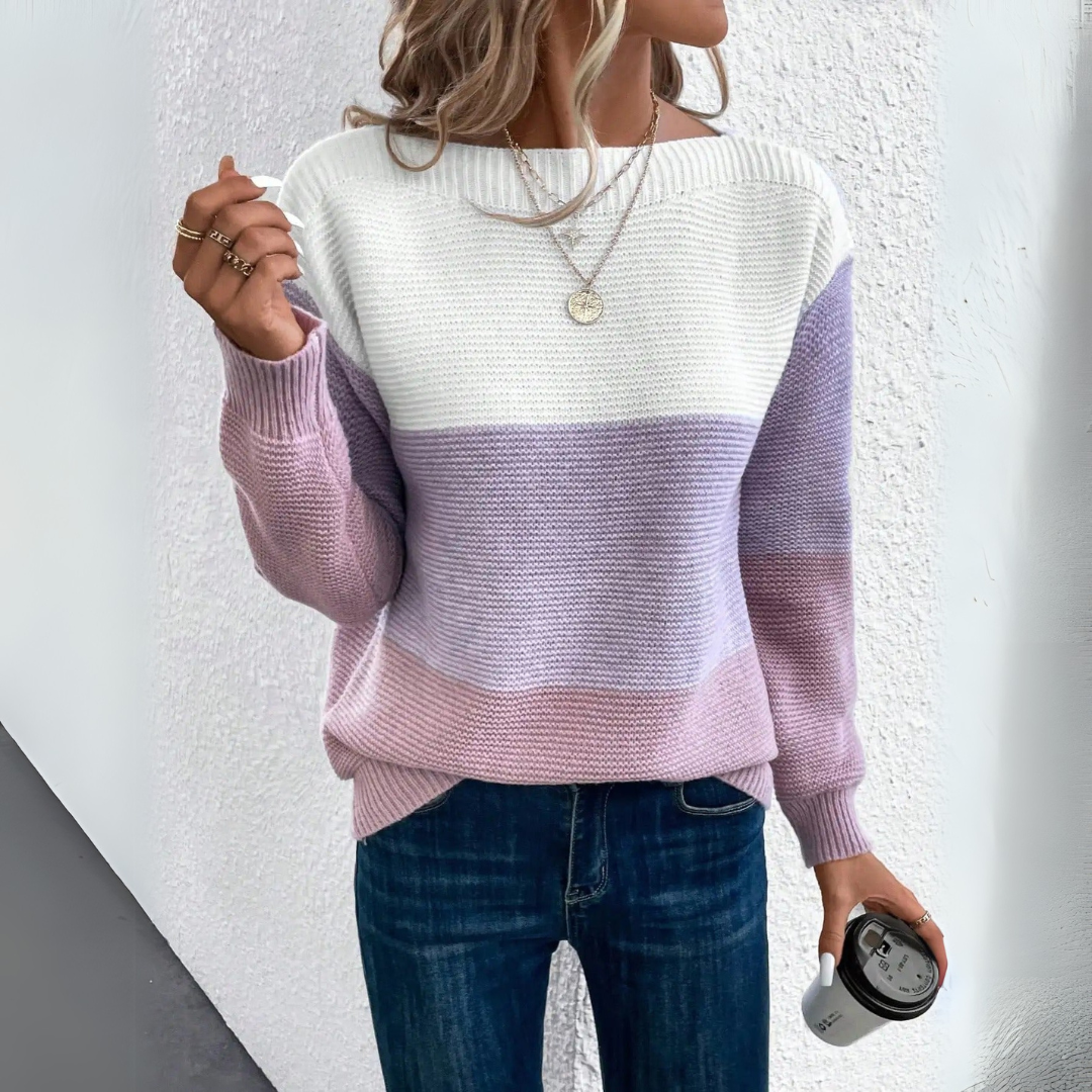 AMARIS PATCHWORK KNIT SWEATER