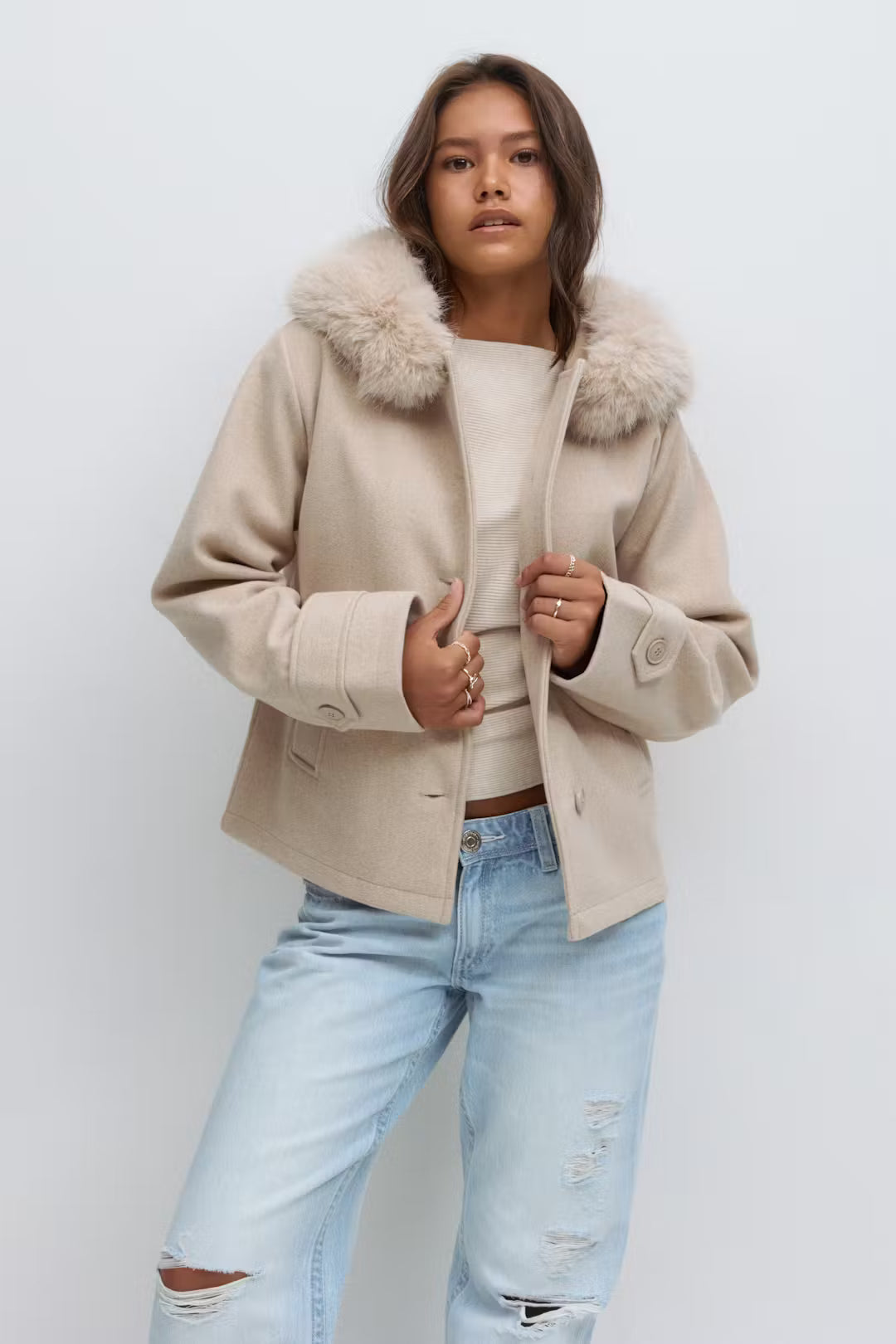 Eva Jacket with Faux Fur Hood