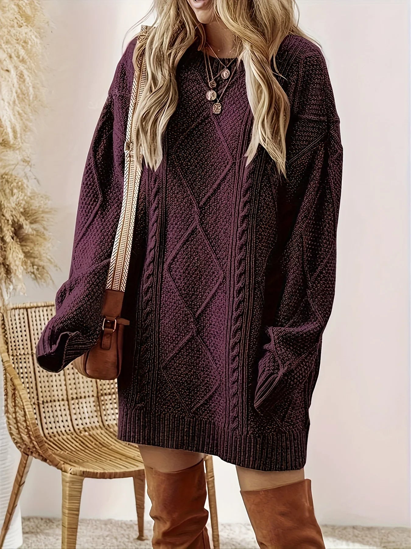 JUNO CABLE-KNIT JUMPER DRESS