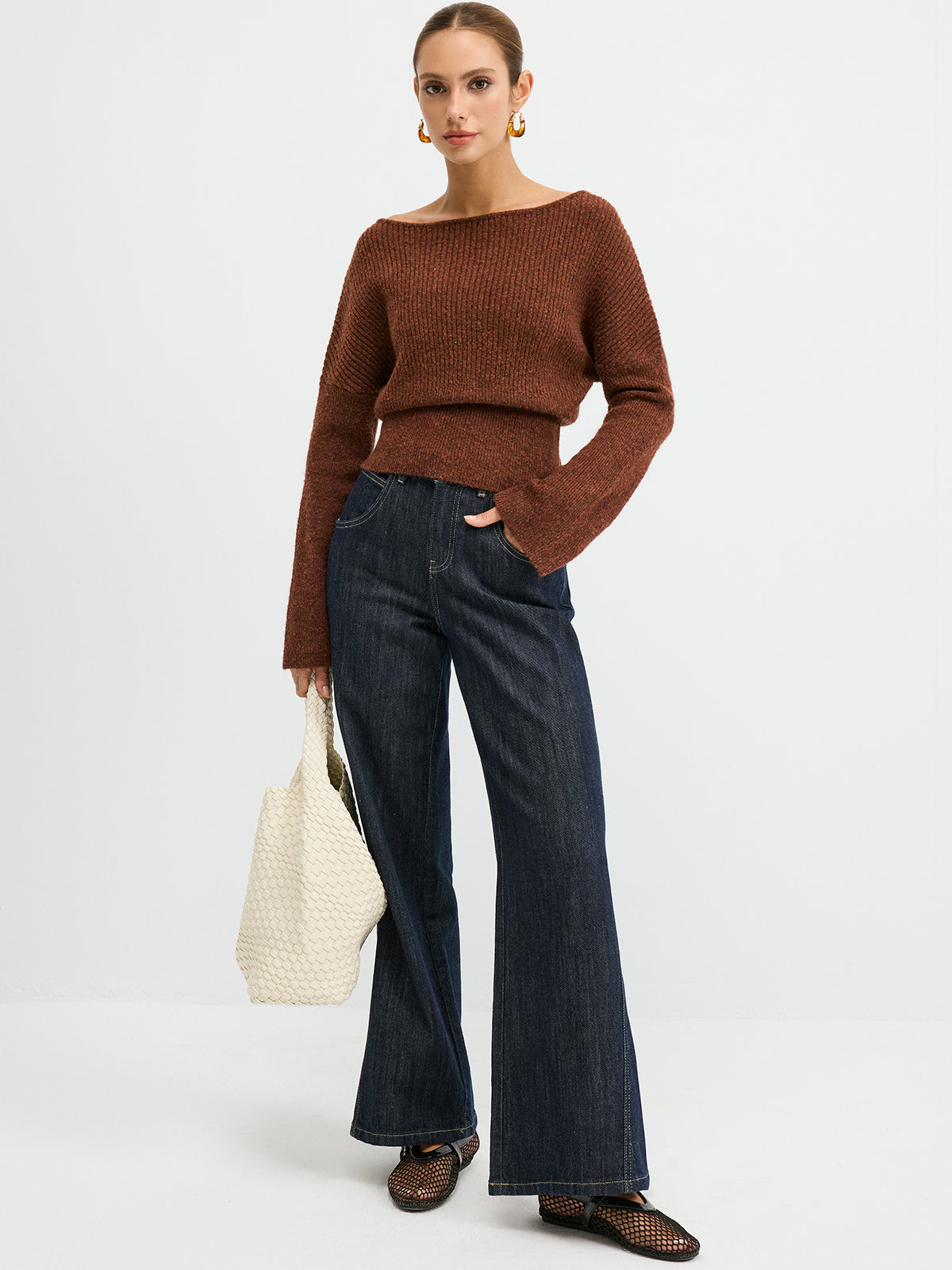 Wool Blend Off-Shoulder Sweater