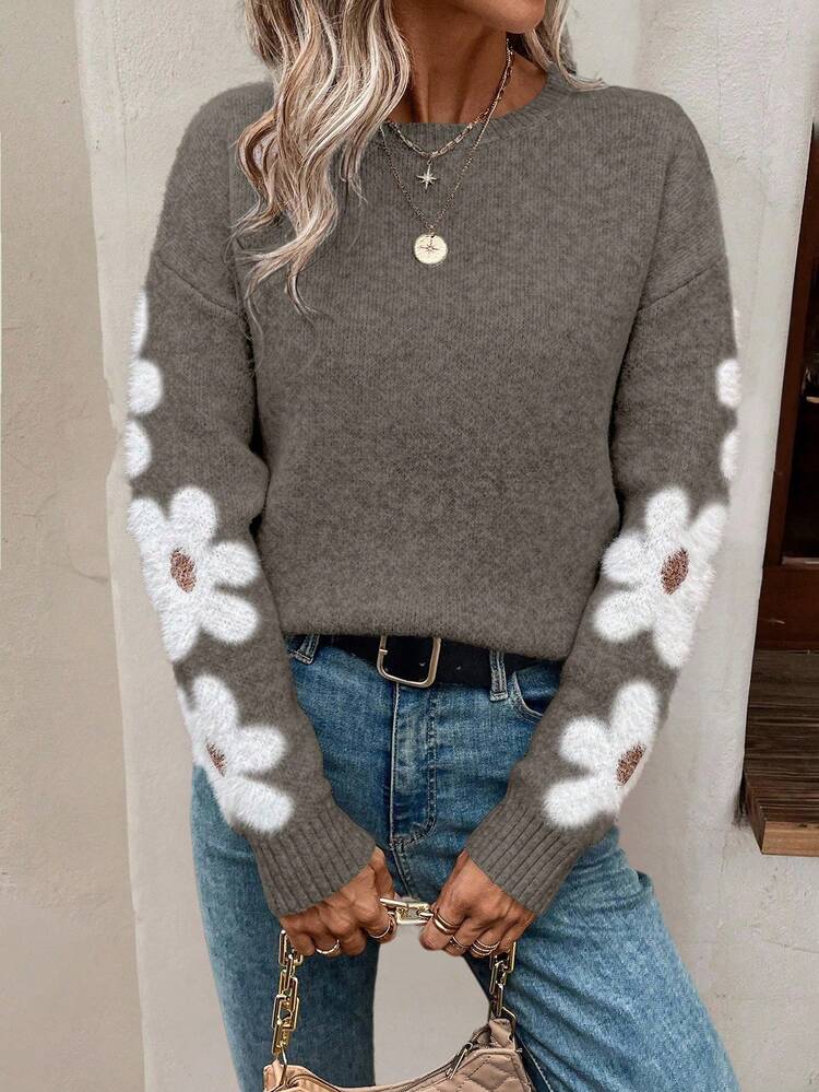 ZOEY™ - Round Neck Floral Pattern Sweater for Autumn/Winter