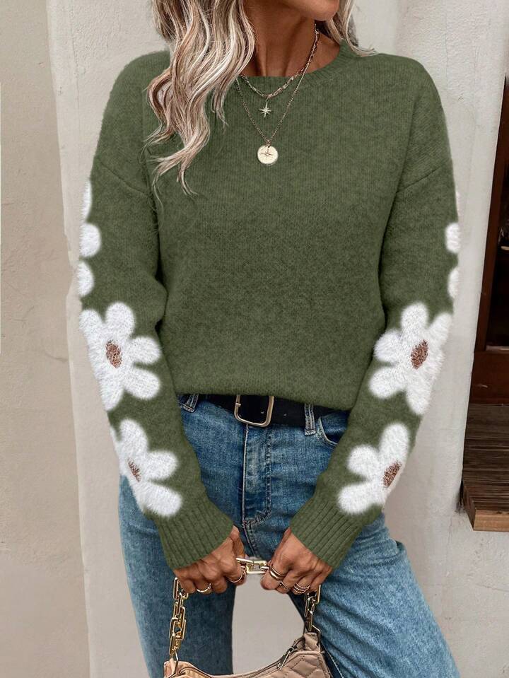 ZOEY™ - Round Neck Floral Pattern Sweater for Autumn/Winter