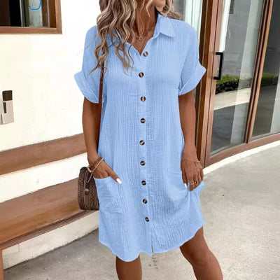 MARIA LINEN POCKET SHIRT DRESS