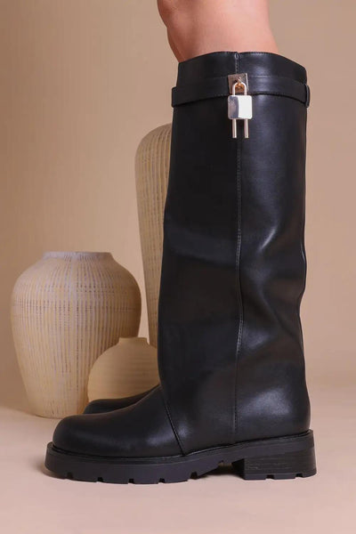 Narelle Chunky Boots with Lock Detail